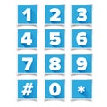 Number icon set square blue