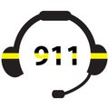 Number icon on white background. 911 Dispatcher Headset sign. Emergency call icon with 911 symbol. flat style