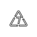 Number 7, industrial marking plastic line icon