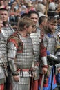 A number of knights in armor at the Russian Fortress festival of historical reconstruction