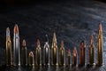 Number of large-caliber ammunition with different