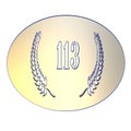 Number 113 with laurel wreath or honor wreath as a 3D-illustration, 3D-rendering