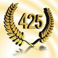 Number 425 with laurel wreath or honor wreath as a 3D-illustration, 3D-rendering Royalty Free Stock Photo