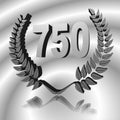 Number 750 with laurel wreath or honor wreath as a 3D-illustration, 3D-rendering