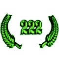 Number 222 with laurel wreath or honor wreath as a 3D-illustration, 3D-rendering