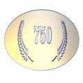 Number 750 with laurel wreath or honor wreath as a 3D-illustration, 3D-rendering