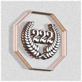 Number 222 with laurel wreath or honor wreath as a 3D-illustration, 3D-rendering