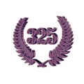 Number 325 with laurel wreath or honor wreath as a 3D-illustration, 3D-rendering