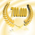 Number 700000 with laurel wreath or honor wreath as a 3D-illustration, 3D-rendering Royalty Free Stock Photo