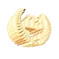 Number 113 with laurel wreath or honor wreath as a 3D-illustration, 3D-rendering