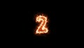 Number 2 letter burning or flammable 3d rendering