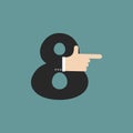 Number 8 letter businessman hand font. It shows finger print. Ar Royalty Free Stock Photo