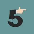 Number 5 letter businessman hand font. It shows finger print. Ar Royalty Free Stock Photo