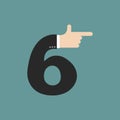 Number 6 letter businessman hand font. It shows finger print. Ar Royalty Free Stock Photo