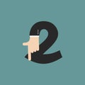 Number 2 letter businessman hand font. It shows finger print. Ar Royalty Free Stock Photo