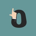 Number 0 letter businessman hand font. It shows finger print. Ar Royalty Free Stock Photo