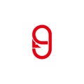 number 9 letter g simple arrow logo vector