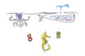 Number letter and sea animals illustration