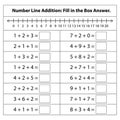 Number line 1 to 20 Addition. Math chart for addition and subtraction operations in school isolated on white background.
