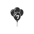 Number logo with a balloon. Cute alphabet icon monochrome