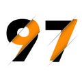 97 9 7 Number Logo Design with a Creative Cut. Creative logo design
