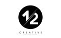 12 1 2 Number Logo Design with a Creative Cut and Black Circle Background Royalty Free Stock Photo
