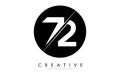 72 7 2 Number Logo Design with a Creative Cut and Black Circle Background Royalty Free Stock Photo