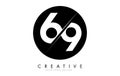69 6 9 Number Logo Design with a Creative Cut and Black Circle Background Royalty Free Stock Photo
