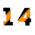 14 1 4 Number Logo Design with a Creative Cut and Black Circle Background. Creative logo design Royalty Free Stock Photo