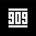 Number 909 logo design template elements, white on black background, square shape typography Royalty Free Stock Photo