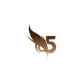 Number 5 logo icon combined with owl eyes icon design vector