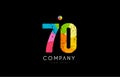 70 number grunge color rainbow numeral digit logo