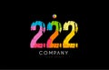 222 number grunge color rainbow numeral digit logo