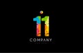 11 number grunge color rainbow numeral digit logo