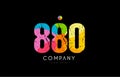880 number grunge color rainbow numeral digit logo Royalty Free Stock Photo