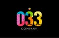 033 number grunge color rainbow numeral digit logo Royalty Free Stock Photo