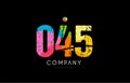 045 number grunge color rainbow numeral digit logo Royalty Free Stock Photo