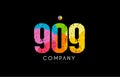 909 number grunge color rainbow numeral digit logo Royalty Free Stock Photo