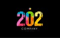 202 number grunge color rainbow numeral digit logo