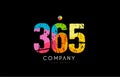 365 number grunge color rainbow numeral digit logo