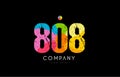 808 number grunge color rainbow numeral digit logo Royalty Free Stock Photo