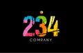 234 number grunge color rainbow numeral digit logo Royalty Free Stock Photo