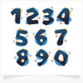 Number logo set with square splashes. Color overlay style