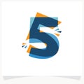 Number 5 logo with square splashes. Color overlay style