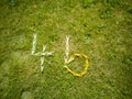 Number 46 made from clothes pegs lying on the lawn Royalty Free Stock Photo