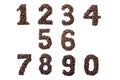 Number Made With Coffee Beans On White Background