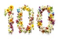 Number 100 Made of Colorful Flowers Isolated Royalty Free Stock Photo