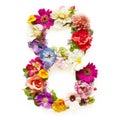 Number 8 Made of Flowers Isolated