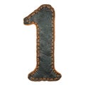 Number 1 made of leather. 3D render font with skin texture isolated on white background. Royalty Free Stock Photo