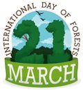 Foliage Number and Ribbon to Commemorate International Forests Day, Vector Illustration